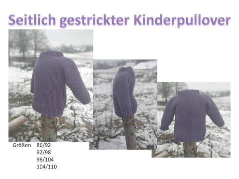 Anleitung Seitlich gestrickter Kinderpulli in den Größen 86/92 - 104/110