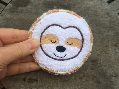 Abschminkpad Faultier Stickdatei ITH 10x10 cm Waschpad