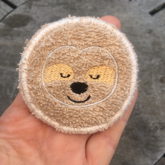 Abschminkpad Faultier Stickdatei ITH 6 cm Waschpad