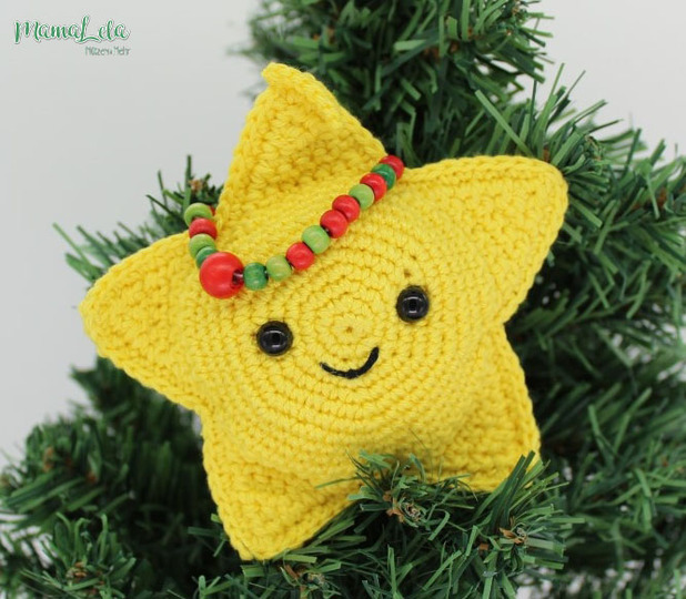 Weihnachtlicher Anhänger STERN - Häkelanleitung