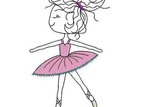 Stickdatei Ballerina Tänzerin Redwork verschiedene Größen