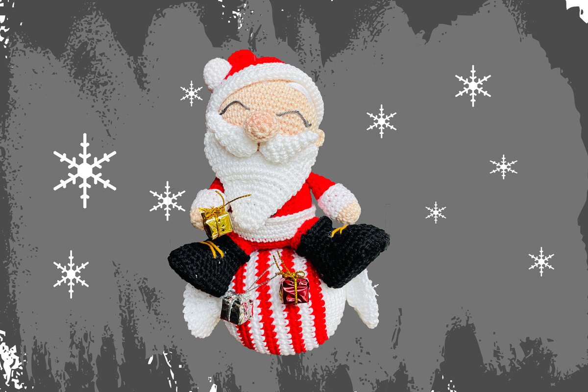 Weihnachtsmann - Bonbon Weihnachtsdekoration Häkelanleitung Amigurumi