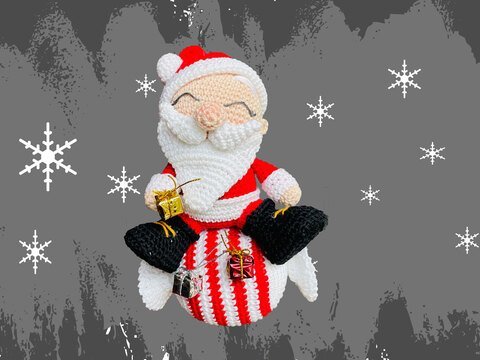 Weihnachtsmann - Bonbon Weihnachtsdekoration Häkelanleitung Amigurumi