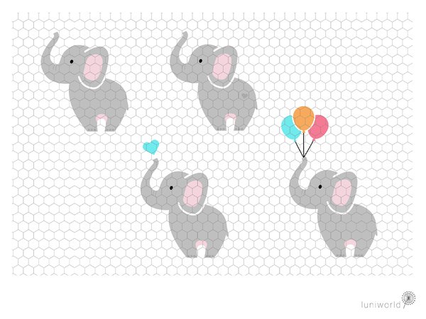 Kleine, niedliche Elefanten - 4 Motive, mehrfarbig (Plotterdatei)