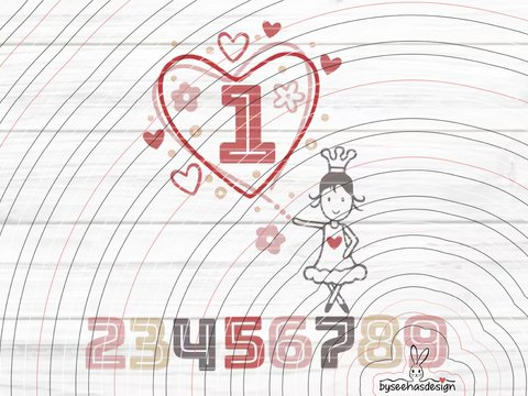 Zahlenherz 1-9 Plotterdatei SVG DXF