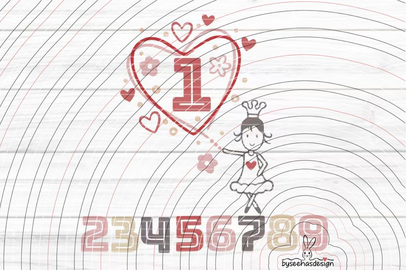 Zahlenherz 1-9 Plotterdatei SVG DXF