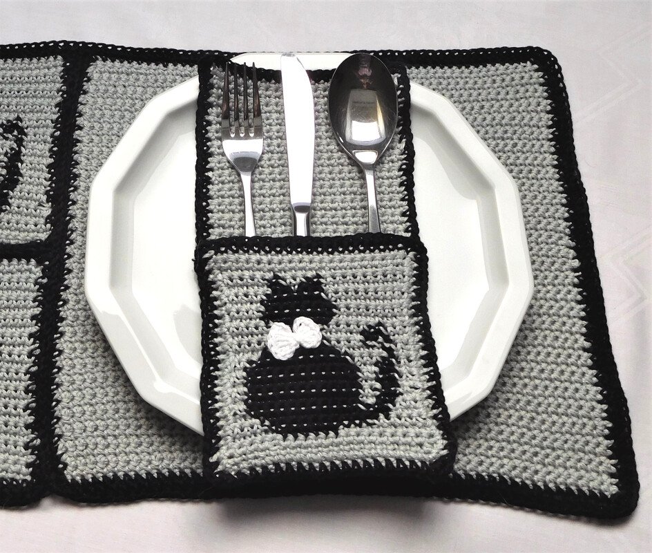 Anleitung Bestecktasche mit Katzenmotiv