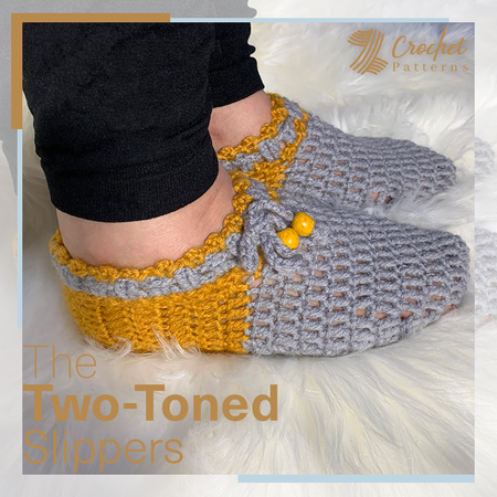Crochet TWO-TONED Slippers Pattern