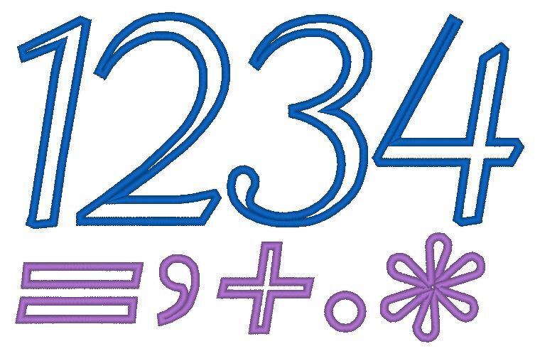 Zahlen 10cm und Rechen Zeichen Stickdatei Mathe Vokabeln