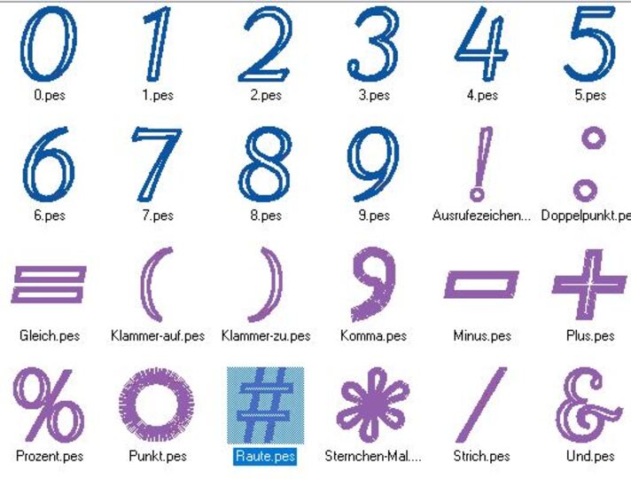 Zahlen 10cm und Rechen Zeichen Stickdatei Mathe Vokabeln