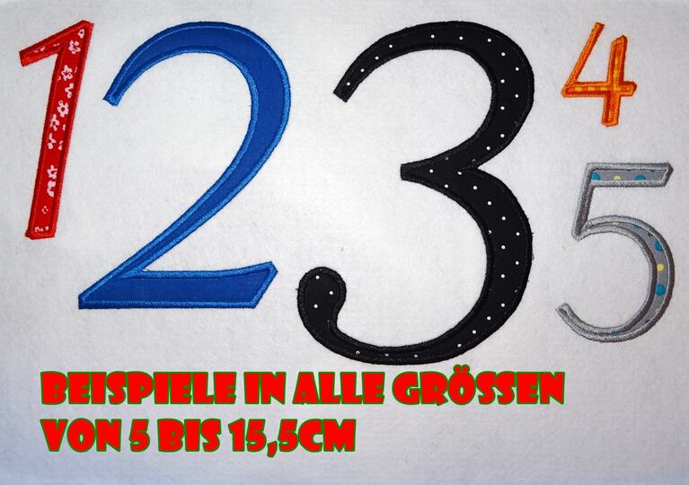 Zahlen 10cm und Rechen Zeichen Stickdatei Mathe Vokabeln