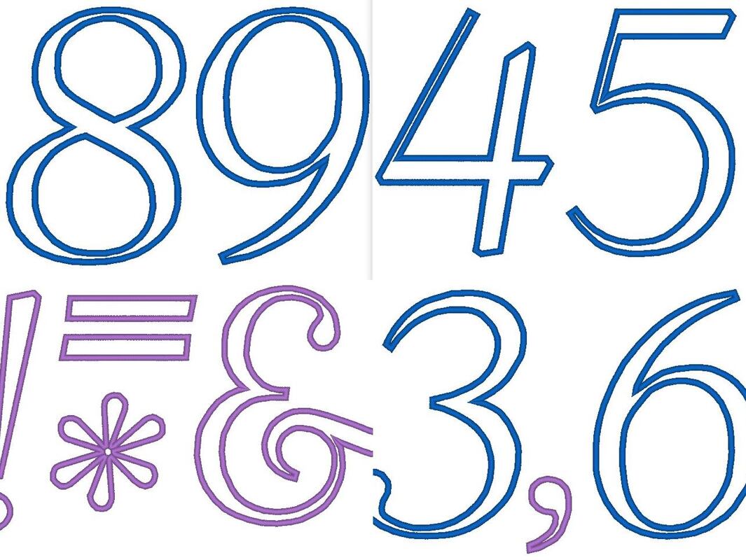 Zahlen 15,5cm und Rechen Zeichen Stickdatei Mathe Vokabeln