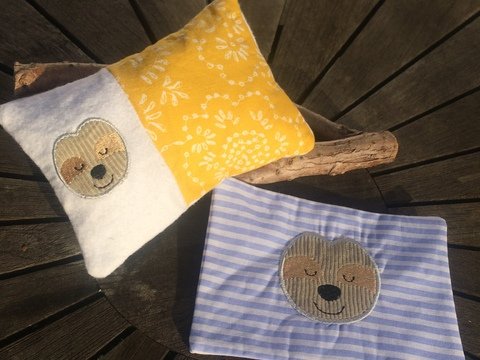 Faultier-Kissen Stickdatei ITH 13x18 16x26 18x30