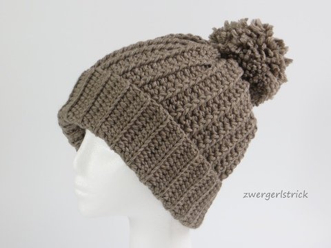 Häkelanleitung für warme Winter Beanie Mütze