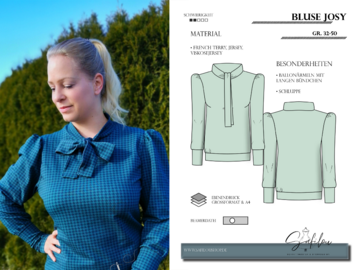 PDF-Schnittmuster Bluse Josy – Stilvolle Bluse mit Schluppe und Ballonärmel