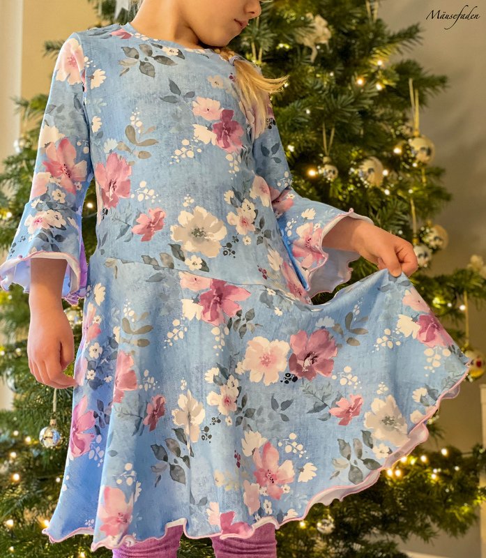 Schnittmuster Nähanleitung Jersey Drehkleid Volant