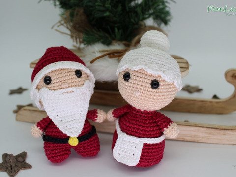 Weihnachtlicher Anhänger WEIHNACHTSMANN/FRAU - Häkelanleitung