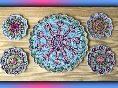 Tischset MANDALA.... gehäkelt und gemalt!