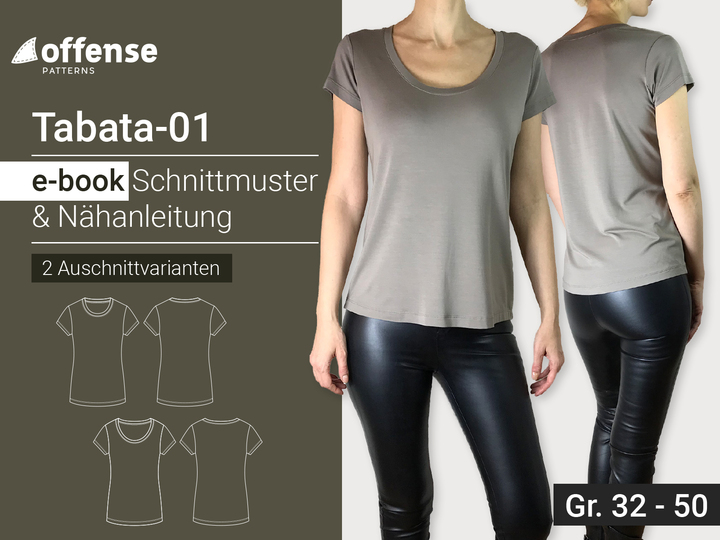 Basic Shirt Rundhalsausschnitt "Tabata-01" - Nähanleitung + Schnittmuster