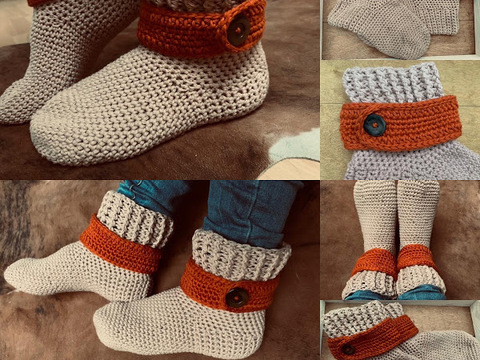 Anleitung Die Puffis tolle Socken/Pantoffeln 39-41