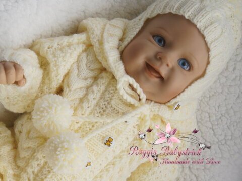 Strickanleitung für Baby's u. Reborns 3-teilig Modell Kristie Gr. 50 - 56