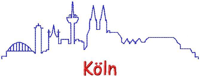 Skyline Köln Stickdatei 13x18