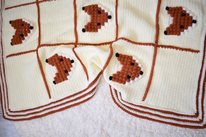 Crochet Pattern baby blanket with foxes- "Foxyland"
