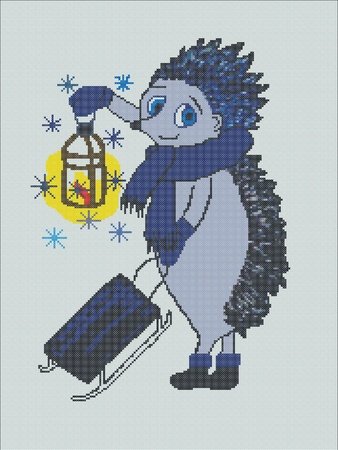 Cross Stitch pattern Hedgehog Winter