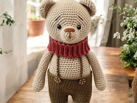PDF Häkelanleitung Max der Bär - Amigurumi Teddy häkeln mit Schal und Hose
