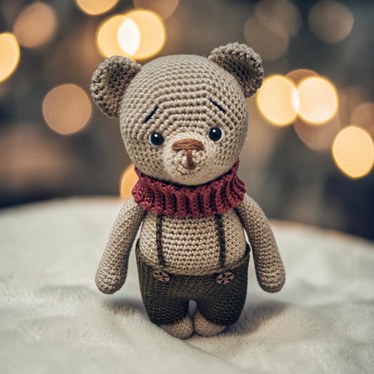PDF Häkelanleitung Max der Bär - Amigurumi Teddy häkeln mit Schal und Hose