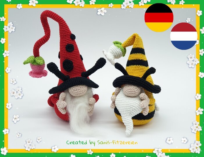 Häkelanleitung Frühlingswichtel Bienchen + Marienchen