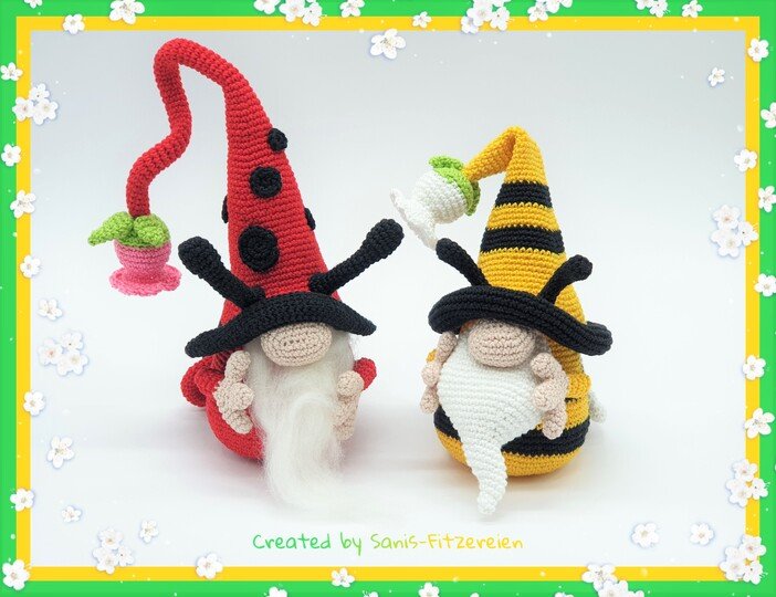 Häkelanleitung Frühlingswichtel Bienchen + Marienchen