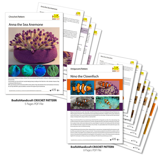 Häkelanleitung für Clownfisch mit Seeanemone