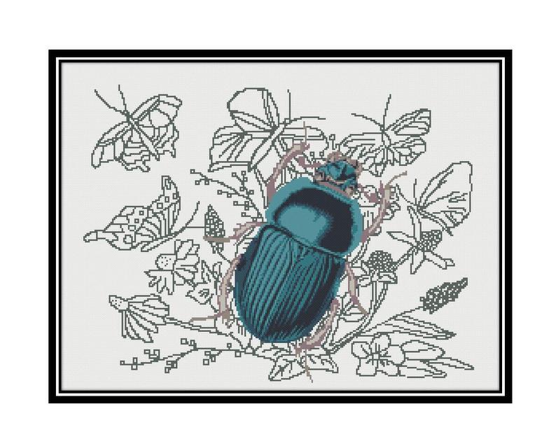Beetle pattern cross stitch