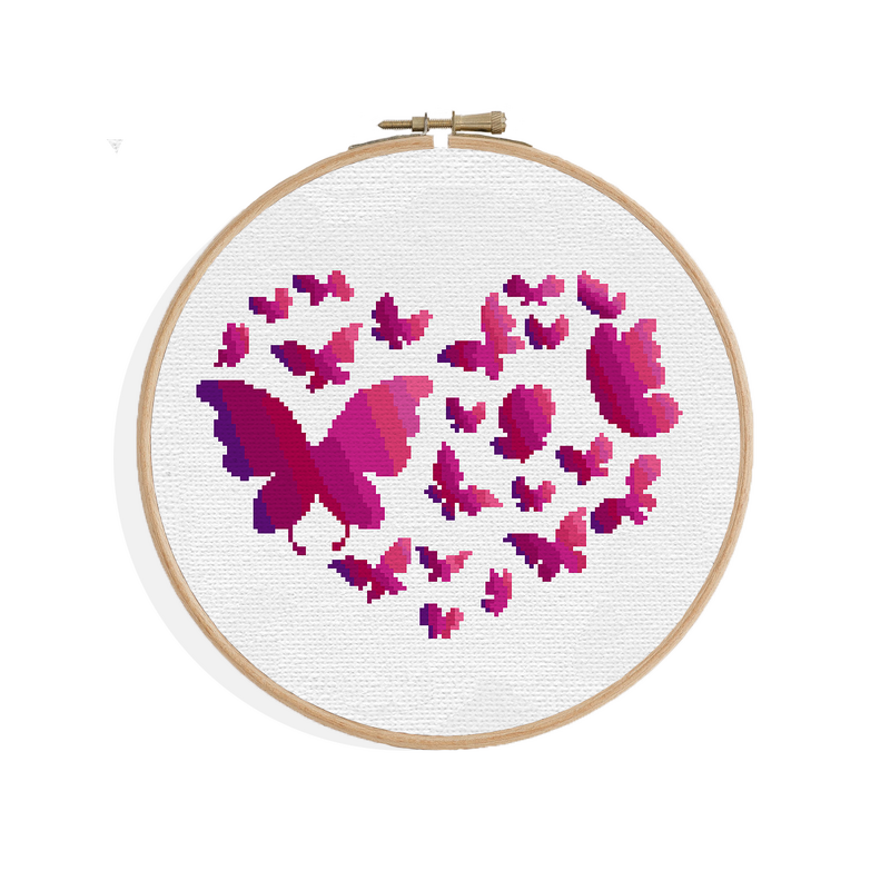 Kreuzstich * Schmetterlings Herz * Grafik f&uuml;r Stickbild - Bild 4