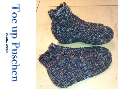 Anleitung Toe-up-Puschen Größe 45/46