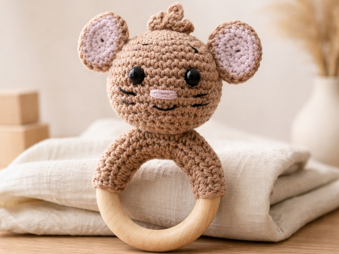 Crochet Pattern Mouse Rattle, crochet Babyrattle