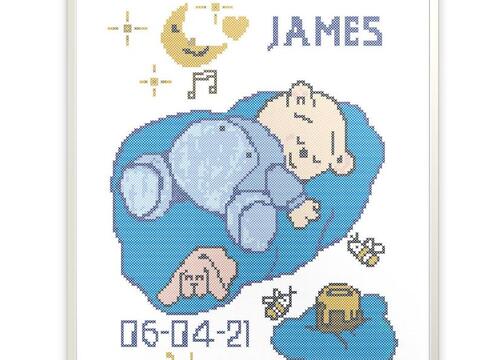 Birthday announcement scheme for Cross stitch