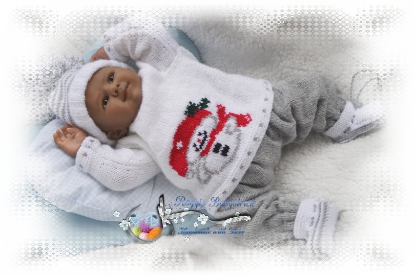 Strickanleitung für Baby's u. Reborns 4-teilig Modell Snowman Gr. 50 - 56