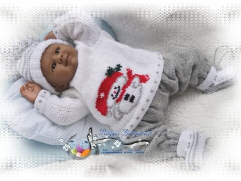 Strickanleitung für Baby's u. Reborns 4-teilig Modell Snowman Gr. 50 - 56