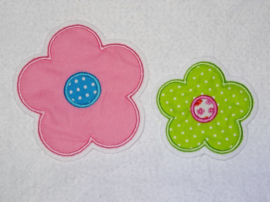einfache Blumen Stickdatei gefüllt + Appli + doodle Button - Bild 5