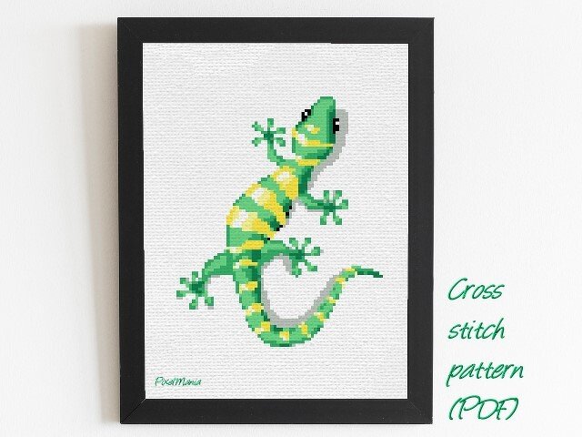 Kreuzstich * Gecko * Grafik f&uuml;r Stickbild
