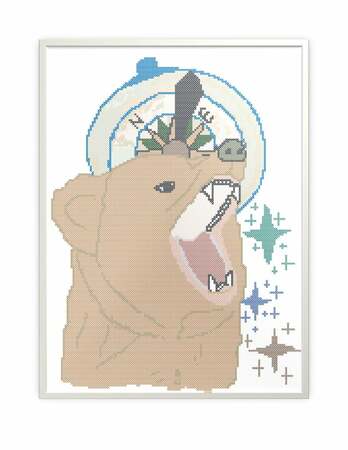 Bear and Compass Cross Stitch