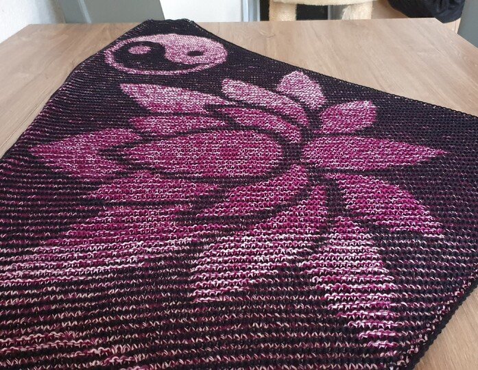 Lotusblume, Schattenstricken, Illusionsstricken, Motivtuch