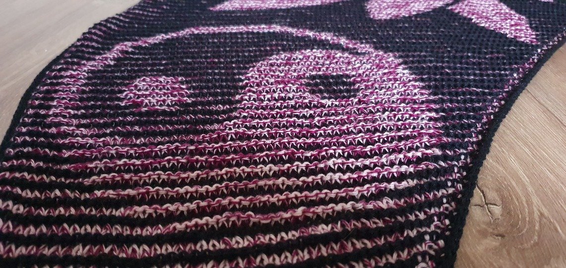 Lotusblume, Schattenstricken, Illusionsstricken, Motivtuch