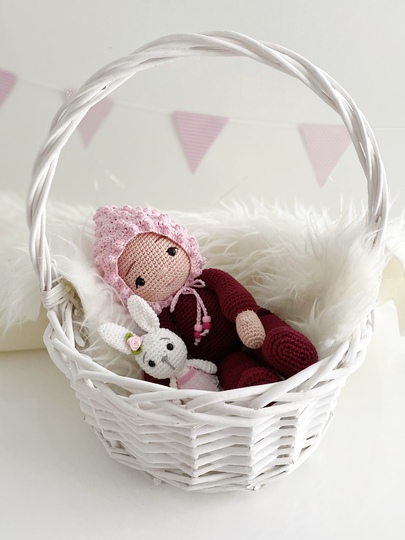 Baby LULU mit Häschen und 2 verschiedenen Mützen