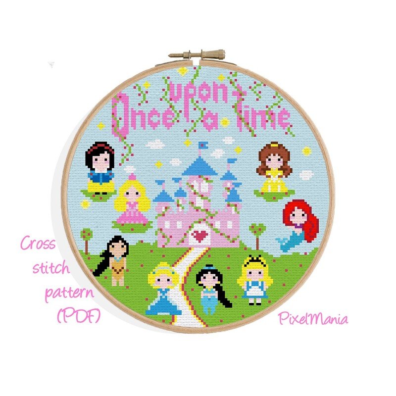 Kreuzstich * Once upon a time - Prinzessinnen * Grafik für Stickbild