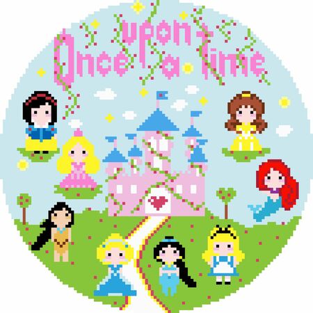Kreuzstich * Once upon a time - Prinzessinnen * Grafik für Stickbild