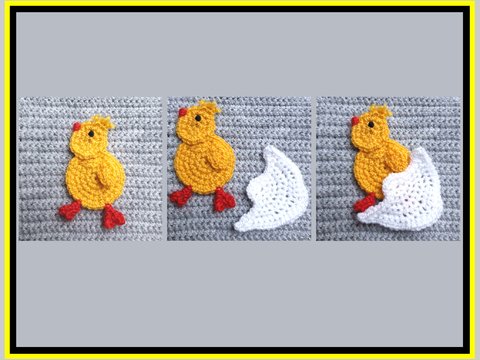 Applikation Oster Küken „Caro“ schlüft aus dem Ei Häkelanleitung Ostern