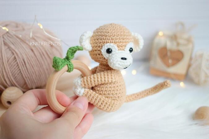 Crochet pattern baby rattle monkey